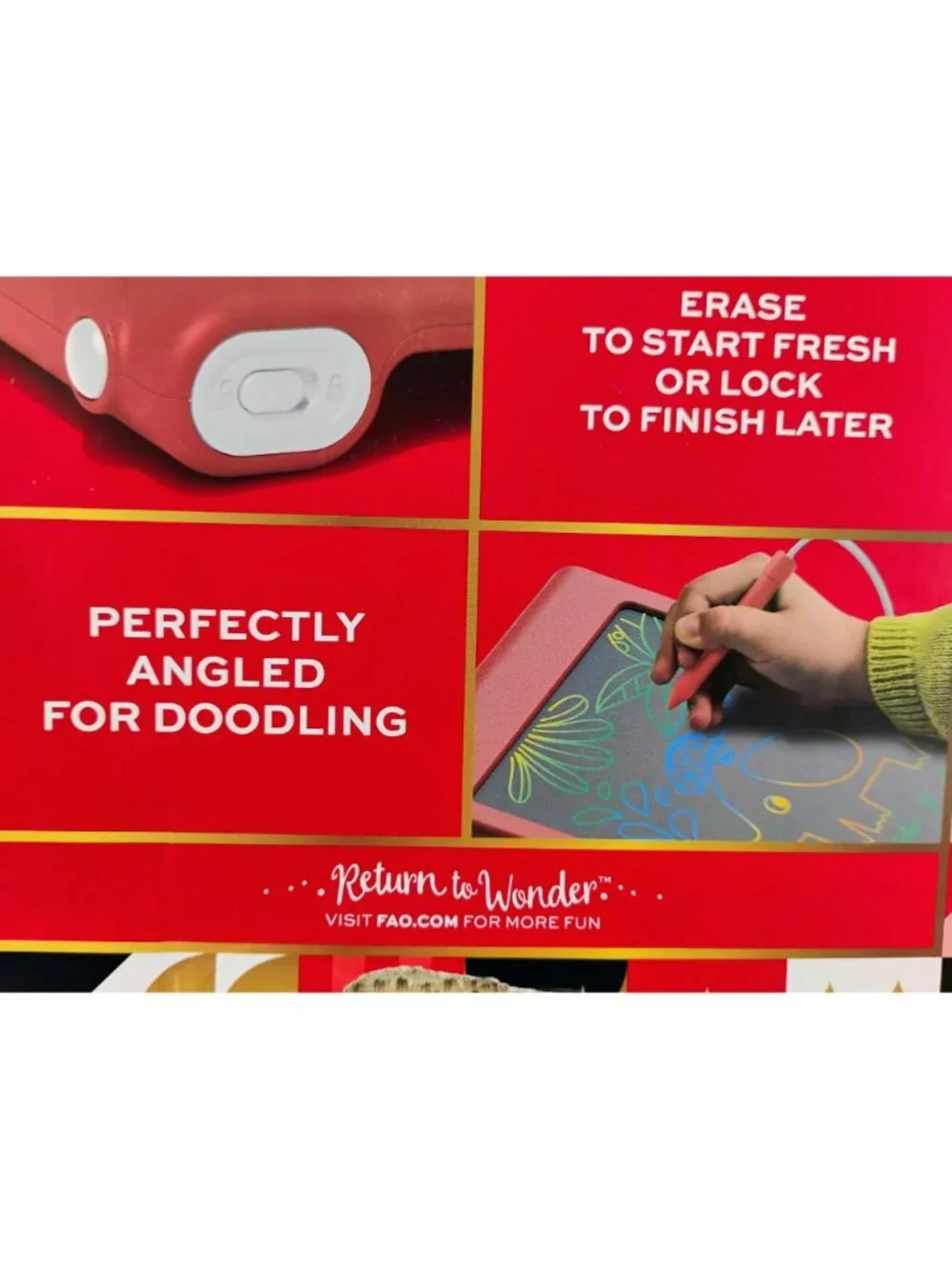 FAO Schwarz Magic Art LCD Drawing Tablet Ages 3+ Tethered Stylus